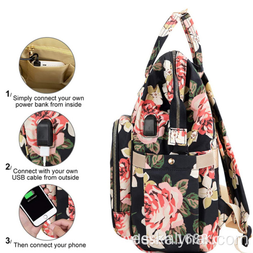 Bolsas escolares estampadas en flores mochila de viajes causales